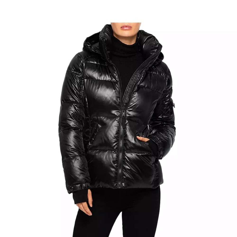 S13 Kylie Glossy Fleece Cuff Puffer Coat